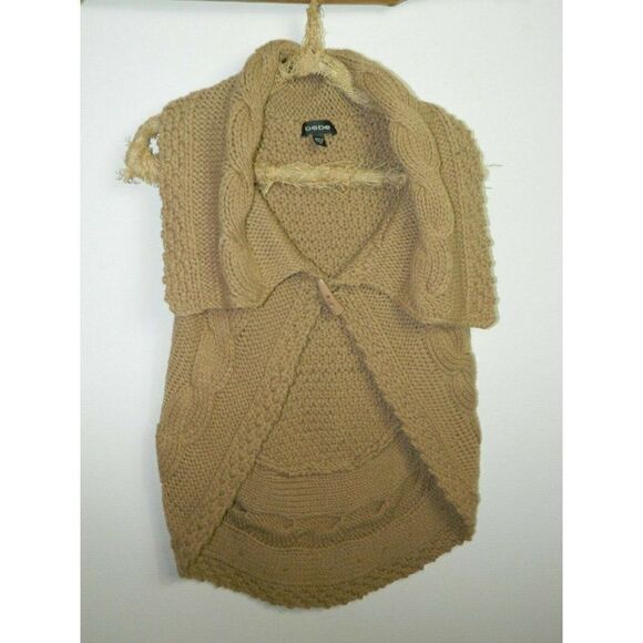 Bebe Sweater Cardigan Beige Brown Chunky Knit Size Medium - Picture 1 of 7